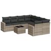 vidaXL 9 pcs conj. sof&aacute;s jardim com almofad&otilde;es vime PE cinzento-claro