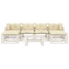 vidaXL 7 pcs conjunto lounge de jardim em paletes c/ almofad&otilde;es creme