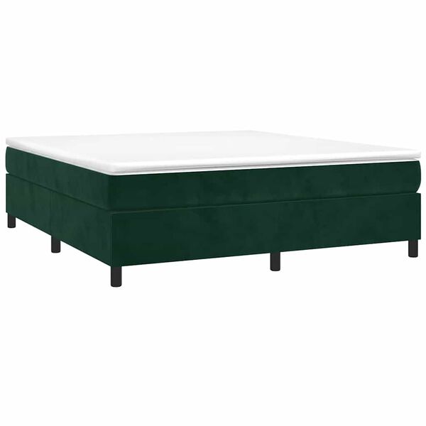 vidaXL Estrutura de cama com molas 160x200 cm veludo verde-escuro