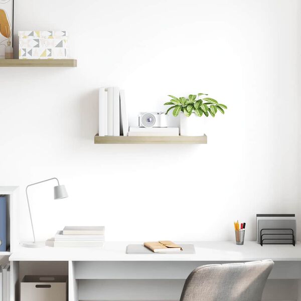 vidaXL Prateleira de parede suspensa 60x23,5x3,8 cm MDF cor carvalho