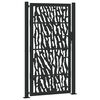 vidaXL Port&atilde;o de jardim preto 100x175 cm a&ccedil;o com design de rastros