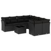 vidaXL 9 pcs conjunto de sof&aacute;s p/ jardim c/ almofad&otilde;es vime PE preto