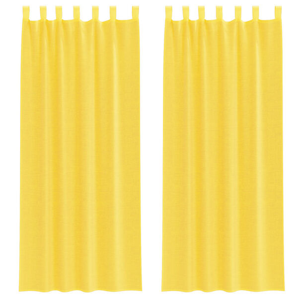 vidaXL Cortinas de voile com la&ccedil;os 2 pcs amarelo 140x260 cm