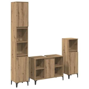 vidaXL Conjunto de M&oacute;veis para Banheiro 3 pcs Carvalho Artesanal