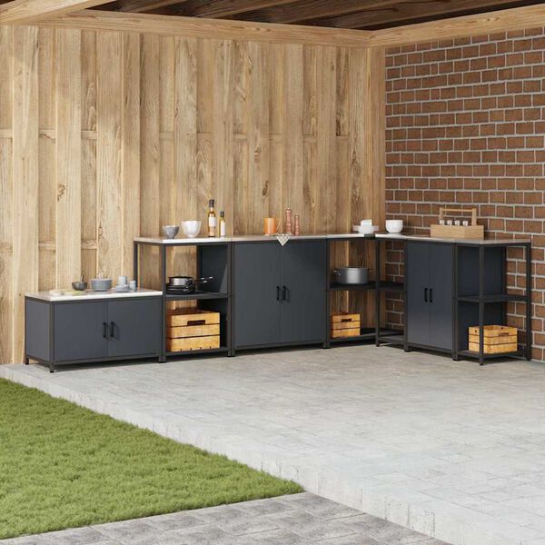 vidaXL Armazenamento de Cozinha Antracite 60 x 50 x 92 cm A&ccedil;o