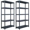 vidaXL Estantes de arruma&ccedil;&atilde;o 2 pcs preto 250 Kg 80x40x180 cm pl&aacute;stico