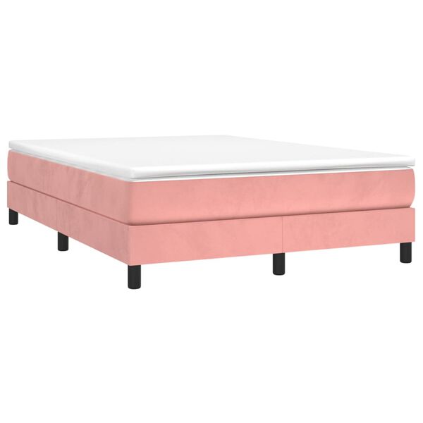 vidaXL Cama com molas/colch&atilde;o 140x200 cm veludo rosa
