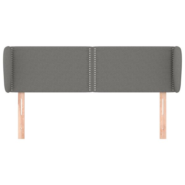 vidaXL Cabeceira de cama c/ abas tecido 147x23x78/88cm cinzento-escuro
