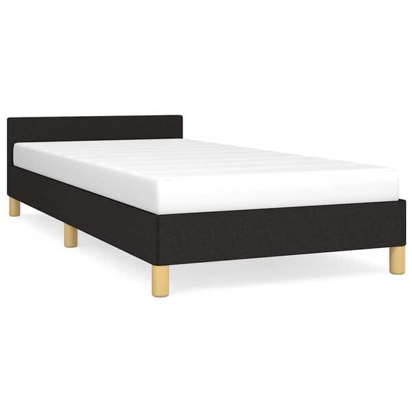 vidaXL Estrutura cama c/ cabeceira sem colch&atilde;o tecido 90x190 cm preto