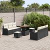 vidaXL Conjunto de Sof&aacute; de Jardim com almofada 9 pcs Preto e Creme