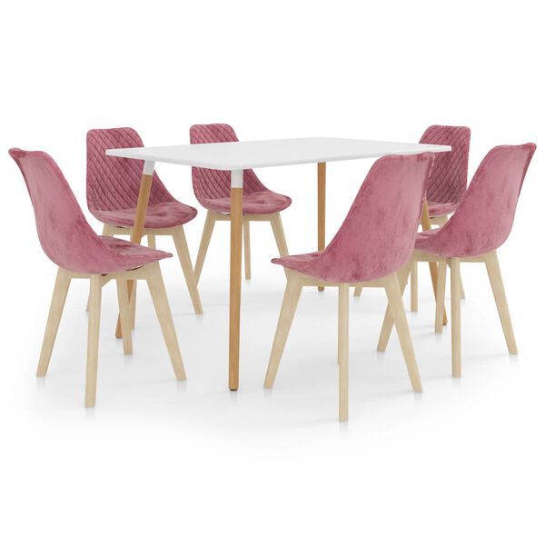 vidaXL 7 pcs conjunto de jantar rosa