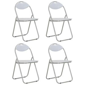 vidaXL Cadeiras de jantar dobr&aacute;veis 4 pcs couro artificial branco