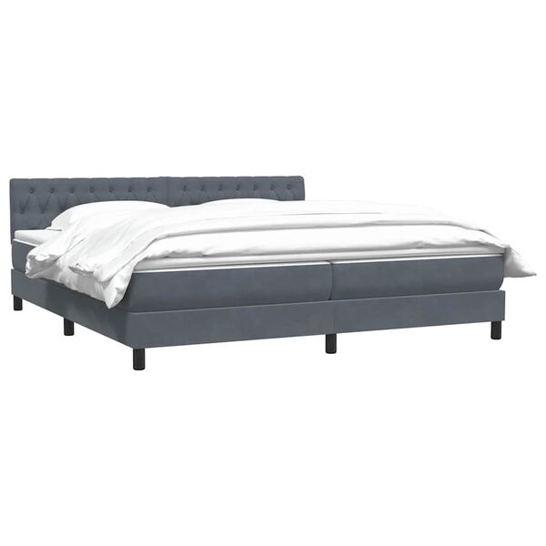 vidaXL Cama com molas/colch&atilde;o 180x210 cm veludo cinzento-escuro