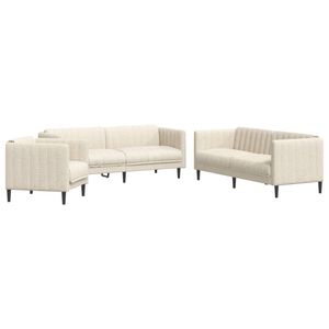vidaXL 3 pcs conjunto de sof&aacute;s tecido cor creme