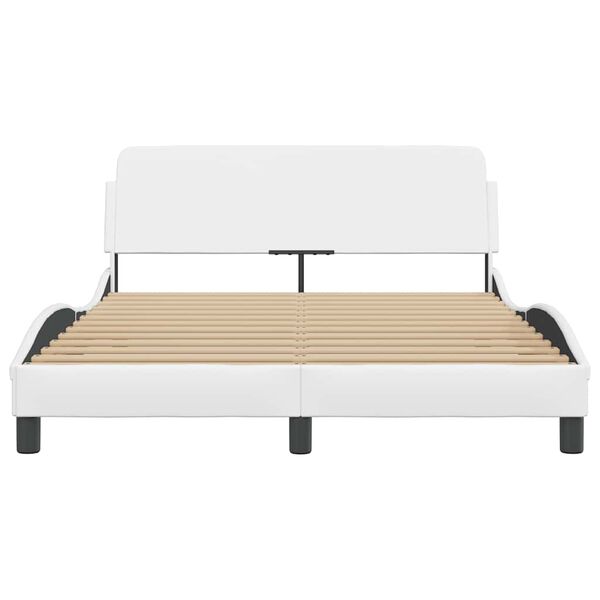 vidaXL Estrutura de cama Dover couro artificial 140x190 cm branco