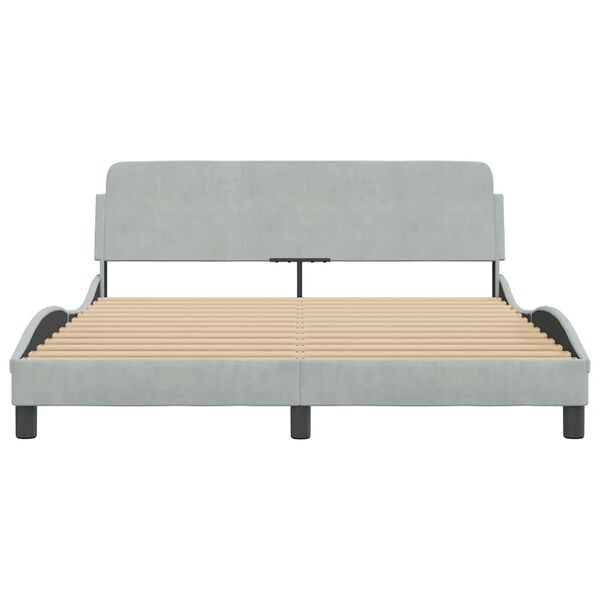 vidaXL Estrutura de cama Dover 160x200 cm veludo cinzento-claro
