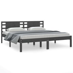 vidaXL Estrutura de cama 200x200 cm pinho maci&ccedil;o cinzento