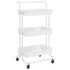 vidaXL Carrinho cozinha c/ 3 prateleiras ferro/ABS 42x35x85 cm branco