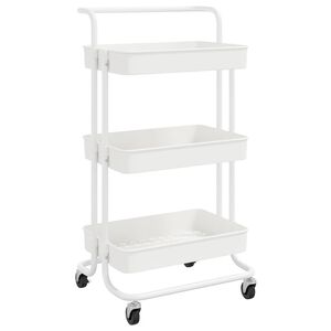 vidaXL Carrinho cozinha c/ 3 prateleiras ferro/ABS 42x35x85 cm branco