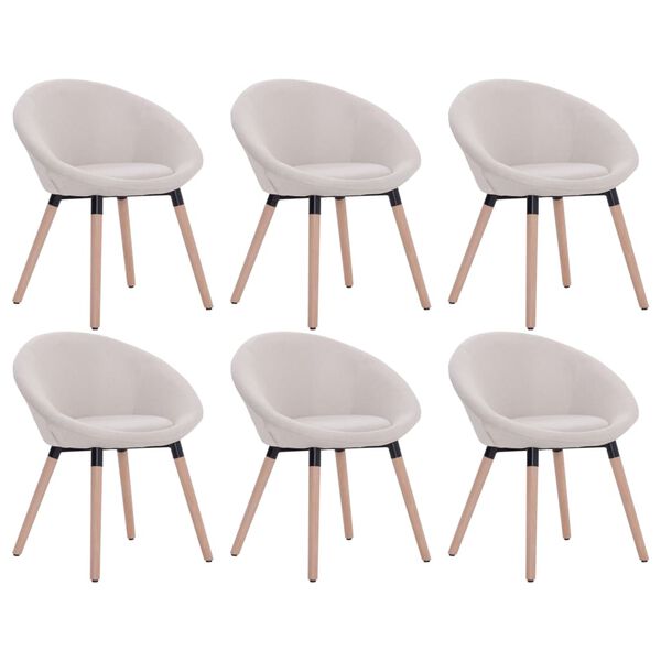 vidaXL Cadeiras de jantar 6 pcs tecido cor creme