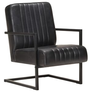 vidaXL Poltrona cantilever couro genu&iacute;no preto