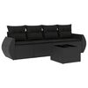 vidaXL 5 pcs conjunto sof&aacute;s de jardim com almofad&otilde;es vime PE preto