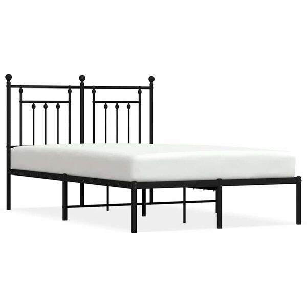 vidaXL Estrutura de cama com cabeceira 135x190 cm metal preto