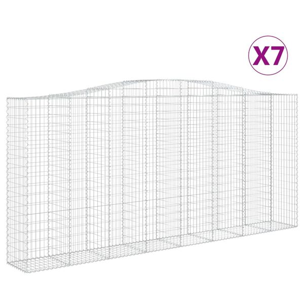 vidaXL Cestos gabi&atilde;o arqueados 7pcs 400x50x180/200cm ferro galvanizado