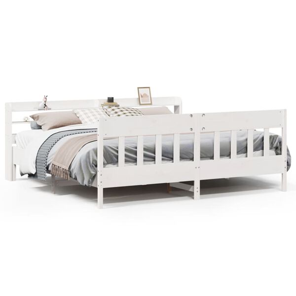 vidaXL Cama sem colch&atilde;o 180x200 cm madeira de pinho maci&ccedil;a branco