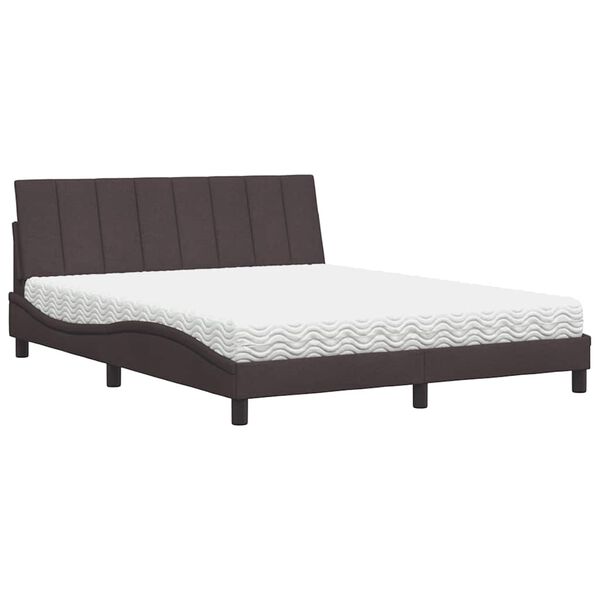 vidaXL Cama com colch&atilde;o Hanko 160x200 cm tecido castanho-escuro