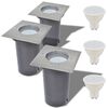 vidaXL Ilumina&ccedil;&atilde;o LED p/ piso exterior, 3 pcs, quadrado