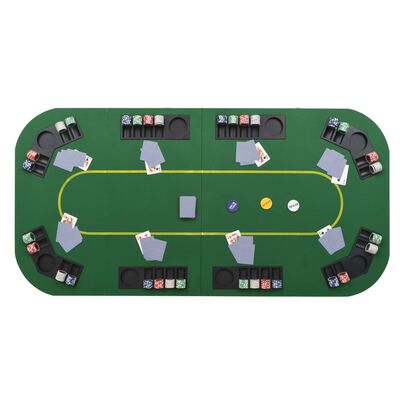 vidaXL Tabuleiro póquer dobrável em 4 p/ 8 jogadores retangular verde