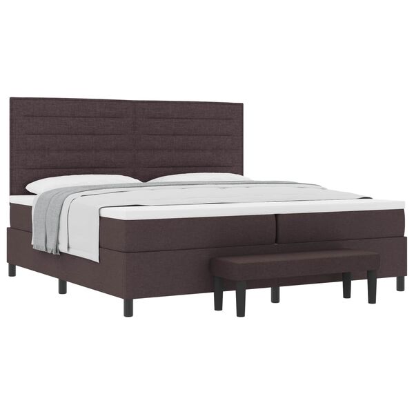 vidaXL Cama Box com colch&atilde;o Marrom Escuro 200 x 200 cm tecido