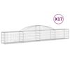vidaXL Cestos gabi&atilde;o arqueados 17pcs 300x30x40/60 cm ferro galvanizado
