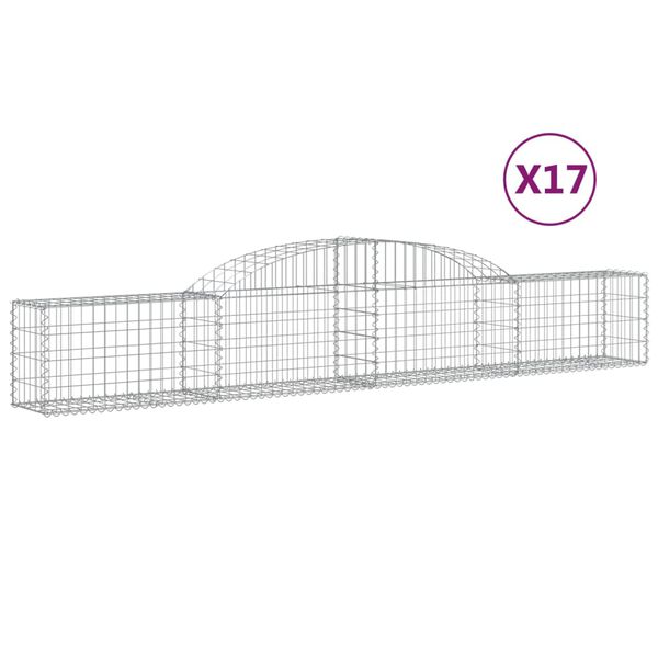 vidaXL Cestos gabi&atilde;o arqueados 17pcs 300x30x40/60 cm ferro galvanizado