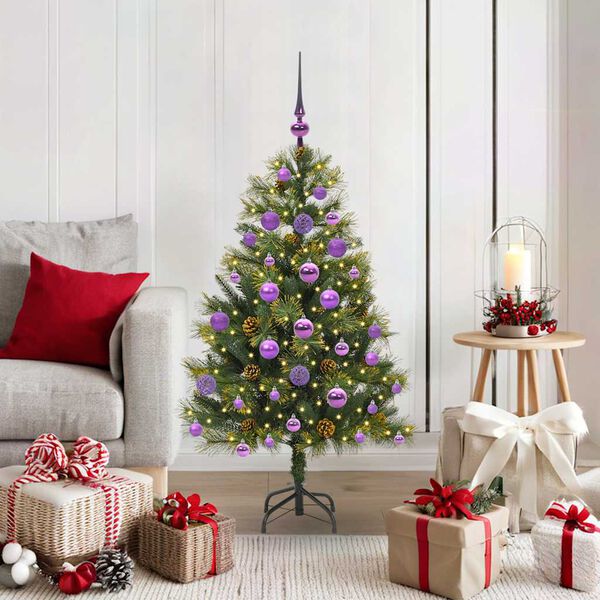 vidaXL &Aacute;rvore de Natal Artificial Articulada com Cones Verde 120 cm