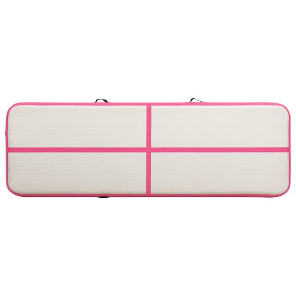 vidaXL Colch&atilde;o de gin&aacute;stica insufl&aacute;vel c/ bomba 300x100x15 cm PVC rosa