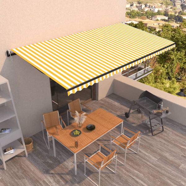 vidaXL Toldo retrátil automático 600x350 cm amarelo e branco