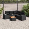 vidaXL 6 pcs conjunto sof&aacute;s de jardim c/ almofad&otilde;es vime PE preto