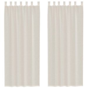 vidaXL Cortinas de voile com aba 2 pcs creme