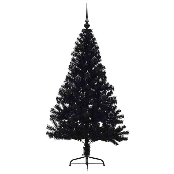 vidaXL &Aacute;rvore de Natal Artificial Pr&eacute;-iluminada Preto 150 cm PVC