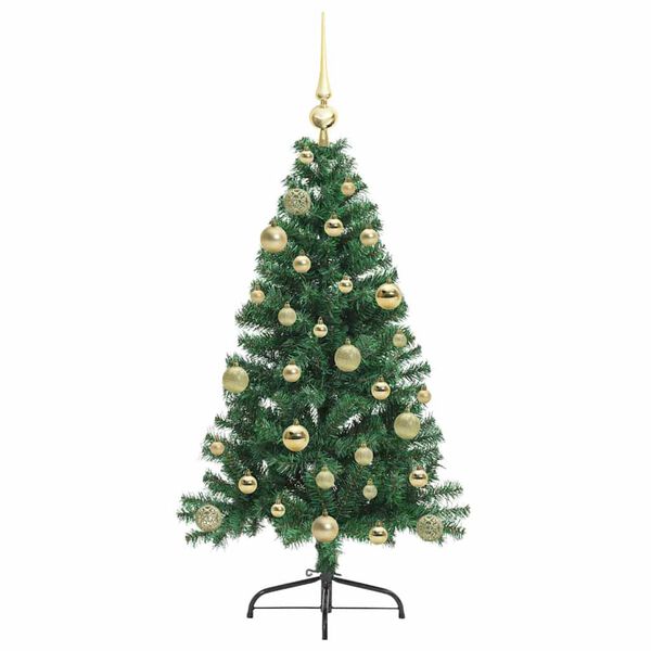 vidaXL &Aacute;rvore de Natal Artificial Pr&eacute;-iluminada Verde 120 cm PVC