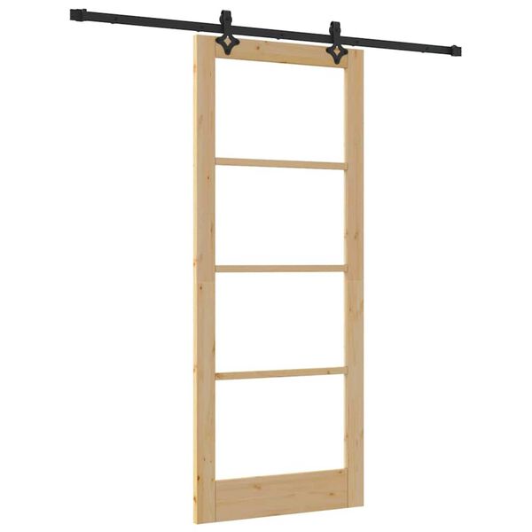 vidaXL Porta Deslizante ORKDAL Natural e Preto 86 x 211 cm