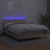 vidaXL Cama box spring c/colch&atilde;o/LED 140x200cm couro artif. cappuccino