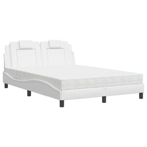 vidaXL Cama Viana com colch&atilde;o 120x200 cm couro artificial branco