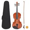 vidaXL Conj completo violino c/ arco e apoio queixo madeira escura 4/4