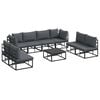 vidaXL Conjunto de Sof&aacute; de Jardim 9 unid. Preto Alum&iacute;nio