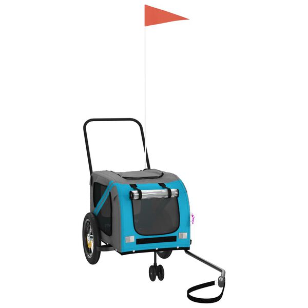 vidaXL Reboque de bicicleta p/ animais tecido oxford/ferro azul/preto
