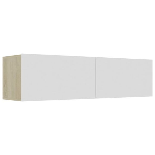 vidaXL M&oacute;vel TV 120x30x30cm derivados madeira branco e carvalho sonoma