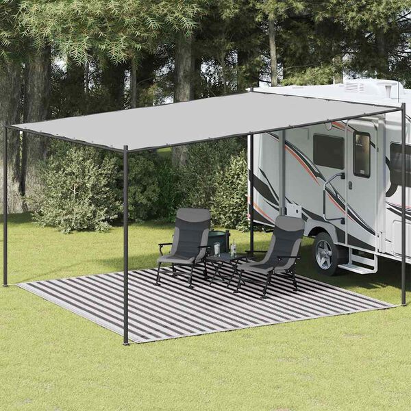 vidaXL Tapete de campismo para tenda 400x400 cm PEAD antracite/branco